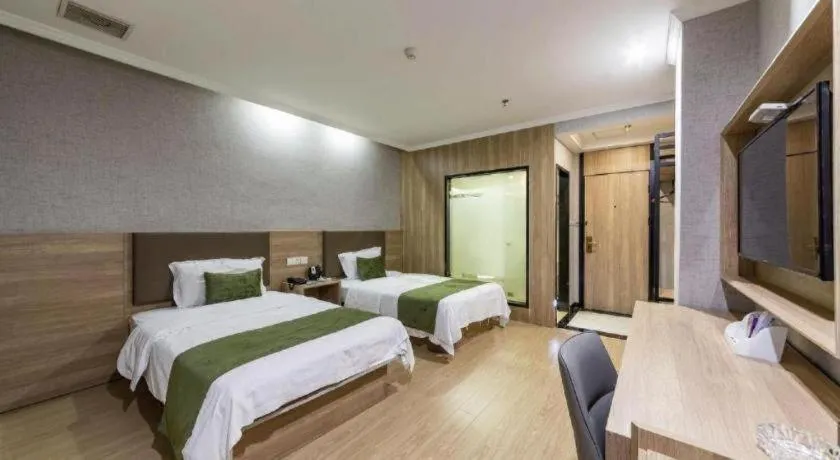 Bed in GreenTree Inn Jiangsu Suzhou Kunshan Beimen Road Express Hotel