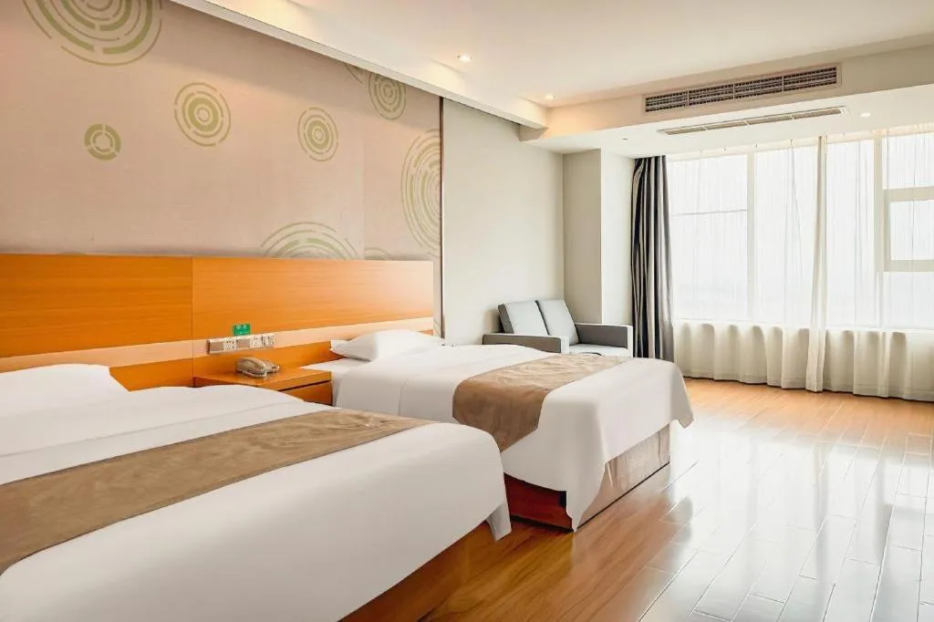 Bed in GreenTree Inn Ningbo Hangzhou Wan New District Lishi Square Business Hotel
