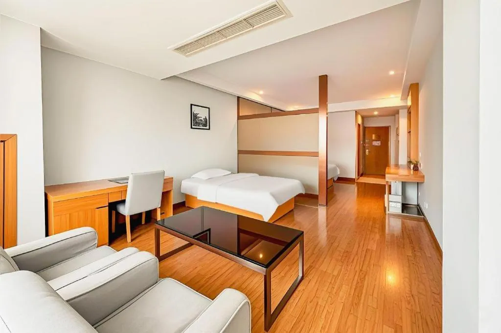 Bed in GreenTree Inn Ningbo Hangzhou Wan New District Lishi Square Business Hotel