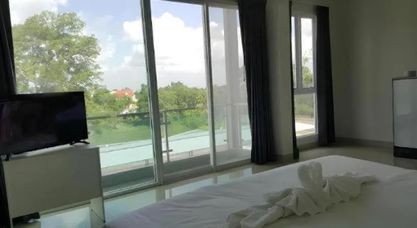 Bed in River Residence Saraburi Hotel