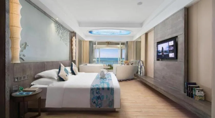 Bed in HuangMa holiday yacht view sea resort hotel