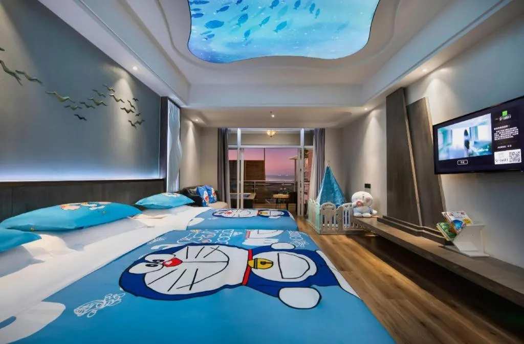 Bed in HuangMa holiday yacht view sea resort hotel