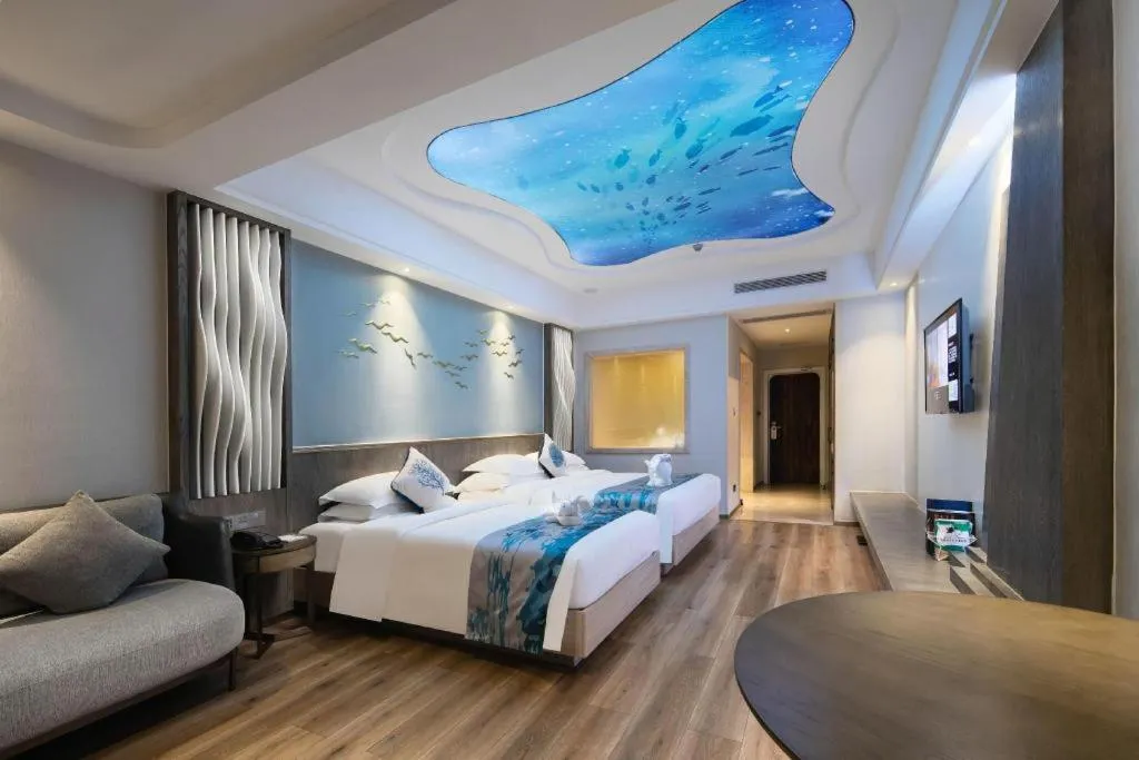 Bed in HuangMa holiday yacht view sea resort hotel