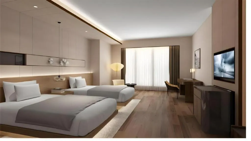 Bed in Metropolo Hotel YunNan Shangri-la Karma Dan Songzanlin Temple