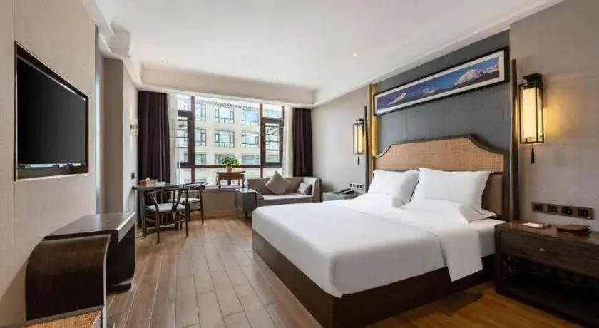 Bed in Metropolo Hotel YunNan Shangri-la Karma Dan Songzanlin Temple Bed in Metropolo Hotel YunNan Shangri-la Karma Dan Songzanlin Temple