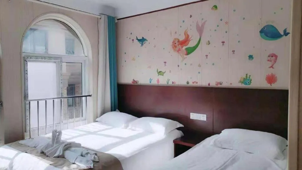 Bed in Shell Zaozhuang Taierzhuang Ancient City East Gate Hotel