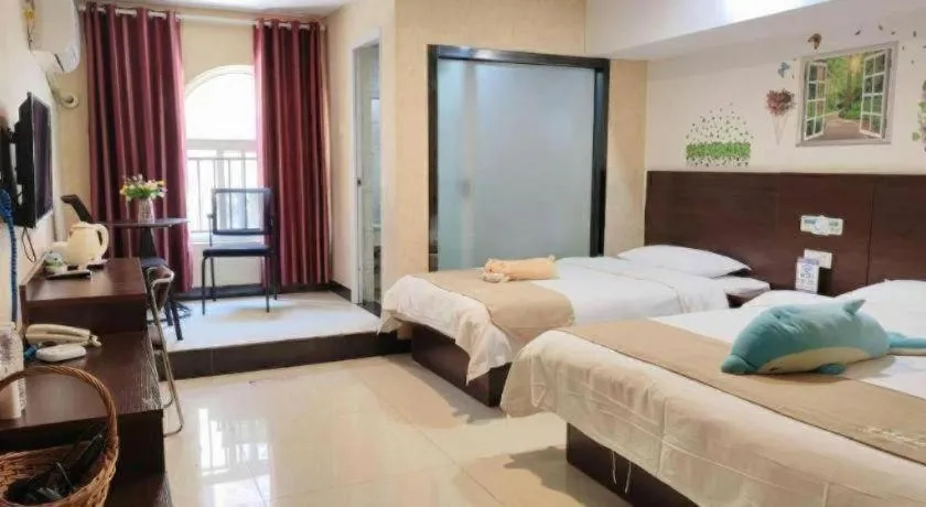 Bed in Shell Zaozhuang Taierzhuang Ancient City East Gate Hotel