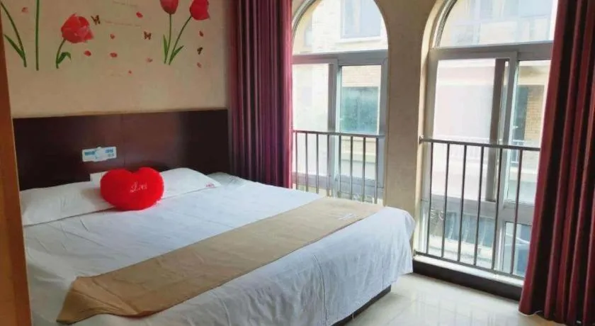 Bed in Shell Zaozhuang Taierzhuang Ancient City East Gate Hotel