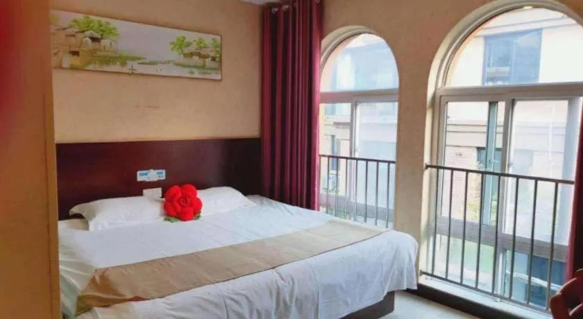 Bed in Shell Zaozhuang Taierzhuang Ancient City East Gate Hotel