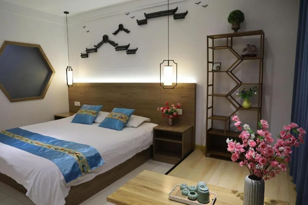 Bed in Shell Zaozhuang Taierzhuang Ancient City East Gate Hotel