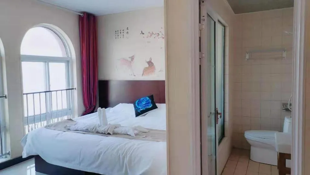 Bed in Shell Zaozhuang Taierzhuang Ancient City East Gate Hotel