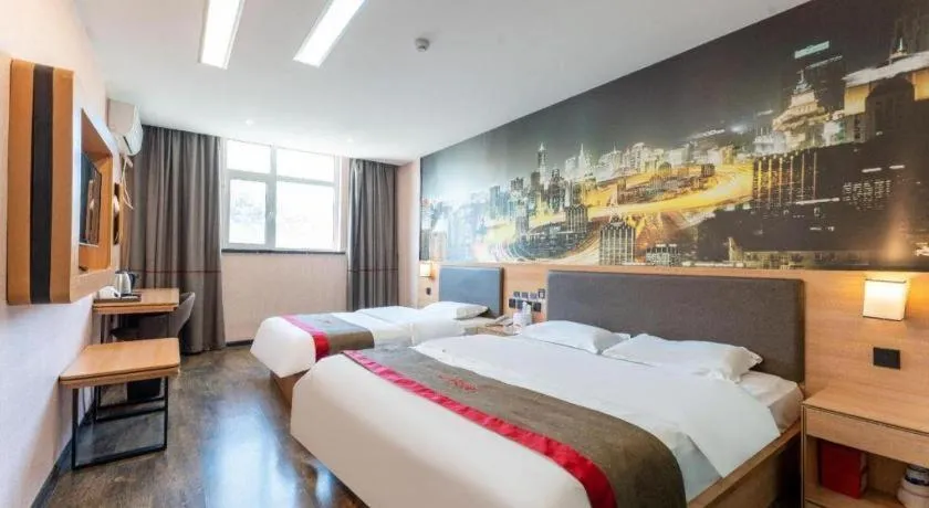 Bed in Thank Inn Hotel Hebei Hengshui Development Zone Baoyun Street Hengbai
