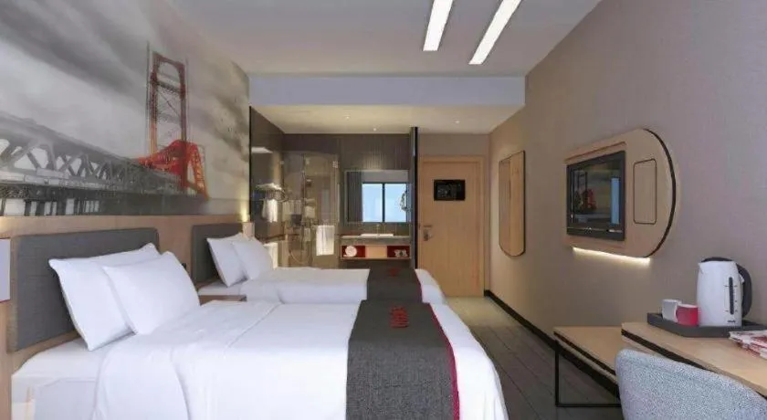 Bed in Thank Inn Hotel Hebei Hengshui Development Zone Baoyun Street Hengbai