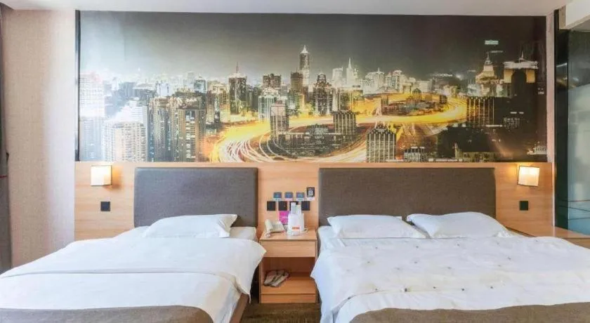 Bed in Thank Inn Hotel Hebei Hengshui Development Zone Baoyun Street Hengbai