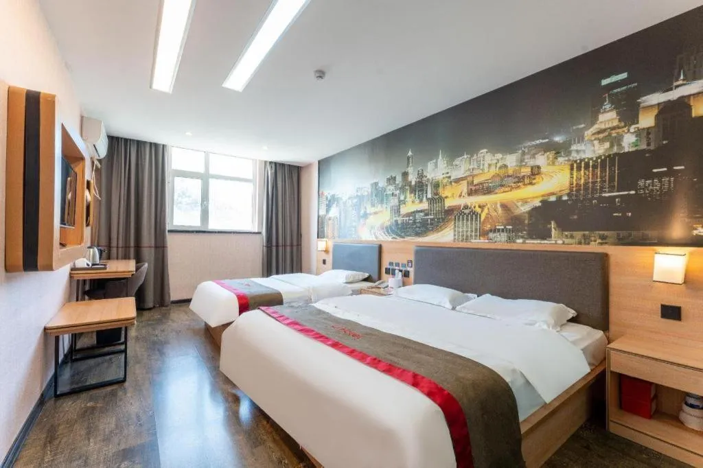 Bed in Thank Inn Hotel Hebei Hengshui Development Zone Baoyun Street Hengbai