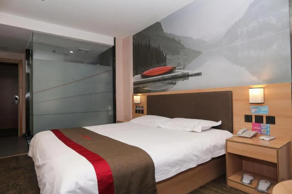 Bed in Thank Inn Hotel Hebei Hengshui Development Zone Baoyun Street Hengbai