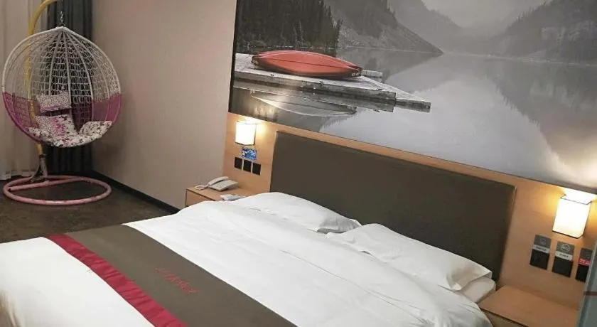 Bed in Thank Inn Hotel Hebei Hengshui Development Zone Baoyun Street Hengbai