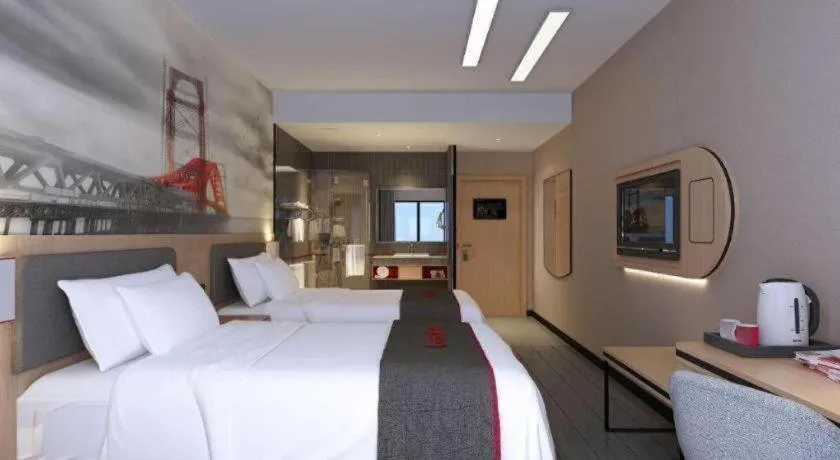 Bed in Thank Inn Hotel Hebei Hengshui Development Zone Baoyun Street Hengbai