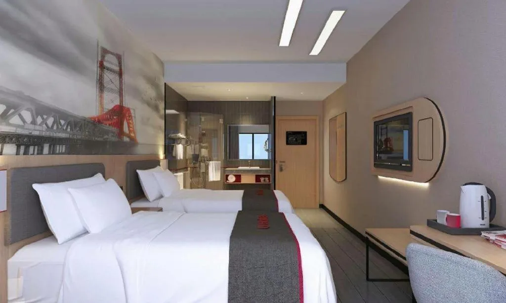 Bed in Thank Inn Hotel Hebei Hengshui Development Zone Baoyun Street Hengbai
