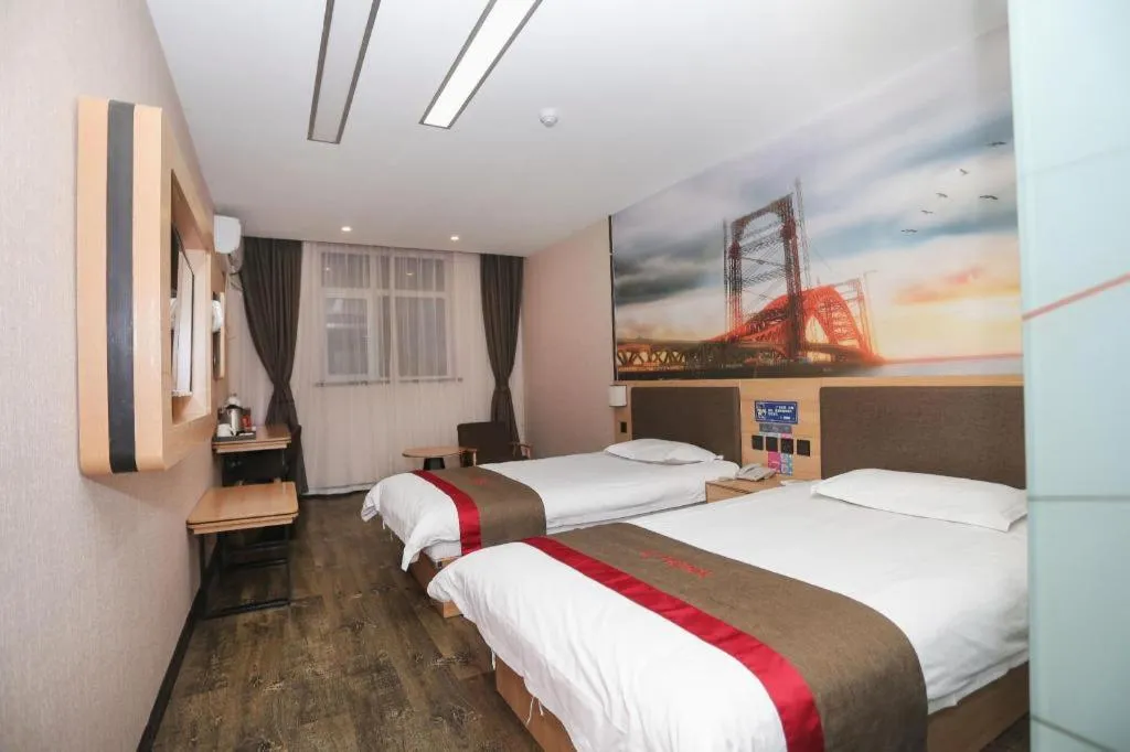 Bed in Thank Inn Hotel Hebei Hengshui Development Zone Baoyun Street Hengbai