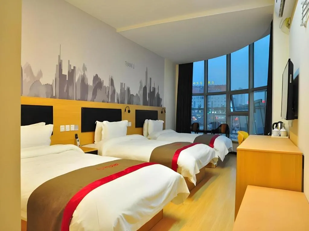 Bed in Thank Hotel Jiangxi Jiujiang Lianxi District Railway Station Square