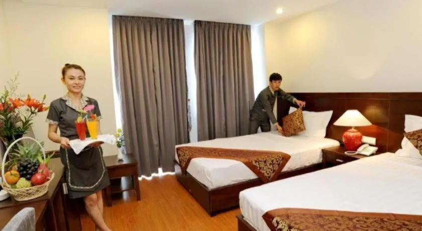 Bed in Hanoi Golden Hotel