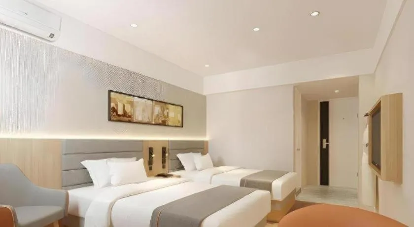 Bed in Jinjiang Inn Zhengzhou Railway Station Erqi Square Metro Station