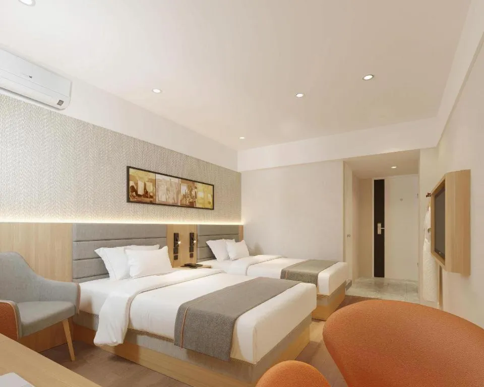 Bed in Jinjiang Inn Zhengzhou Railway Station Erqi Square Metro Station