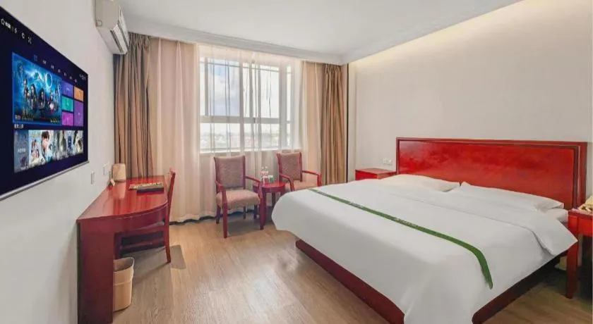 Bed in GreenTree Inn Shanghai Changxing Island Yuansha Fishing Port Hotel