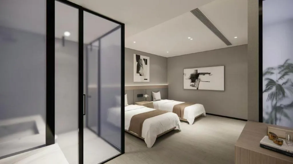 Bed in GreenTree Inn Shanghai Changxing Island Yuansha Fishing Port Hotel