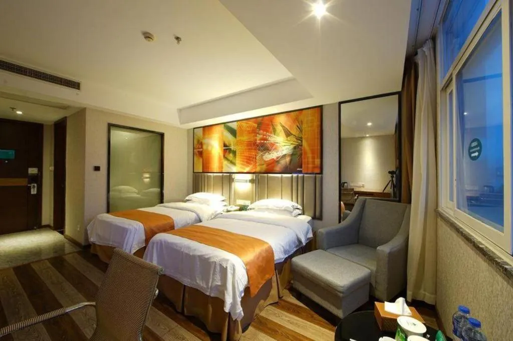Bed in GreenTree Inn Fujian Fuzhou Software Park River View Business Hotel