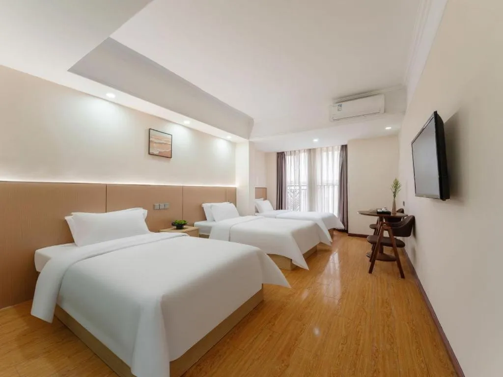 Bed in GreenTree Inn Chengdu North Railway Station Beichengtianjie Business Hotel