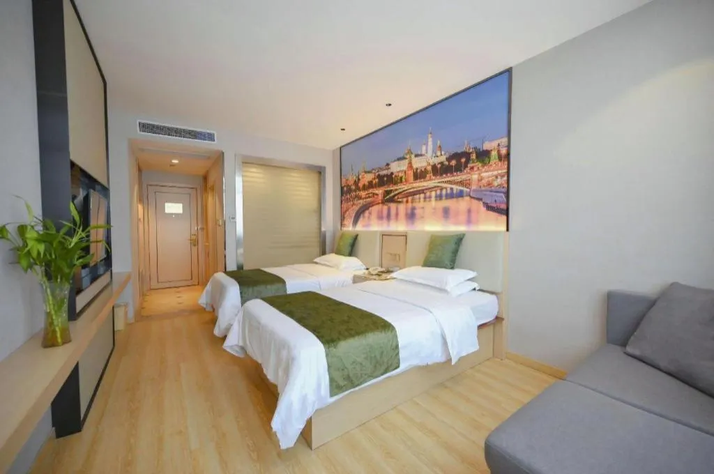 Bed in GreenTree Inn Jiangsu Zhangjiagang Jingang Town Darunfa Express Hotel