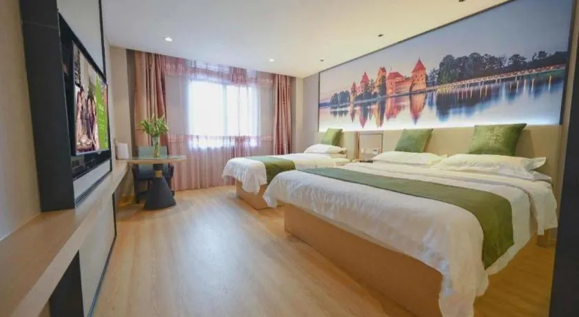 Bed in GreenTree Inn Jiangsu Zhangjiagang Jingang Town Darunfa Express Hotel