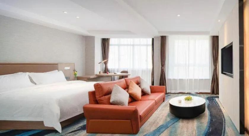 Bed in GreenTree Inn Ganzhou Sankang Temple DaRunFa Express Hotel