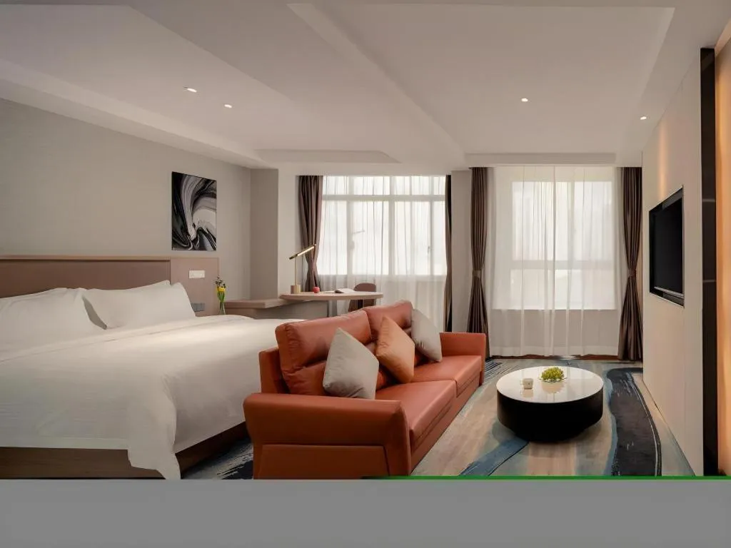 Bed in GreenTree Inn Ganzhou Sankang Temple DaRunFa Express Hotel