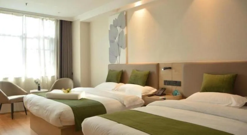 Bed in GreenTree Inn Xuzhou High Speed Railway Station Express Hotel