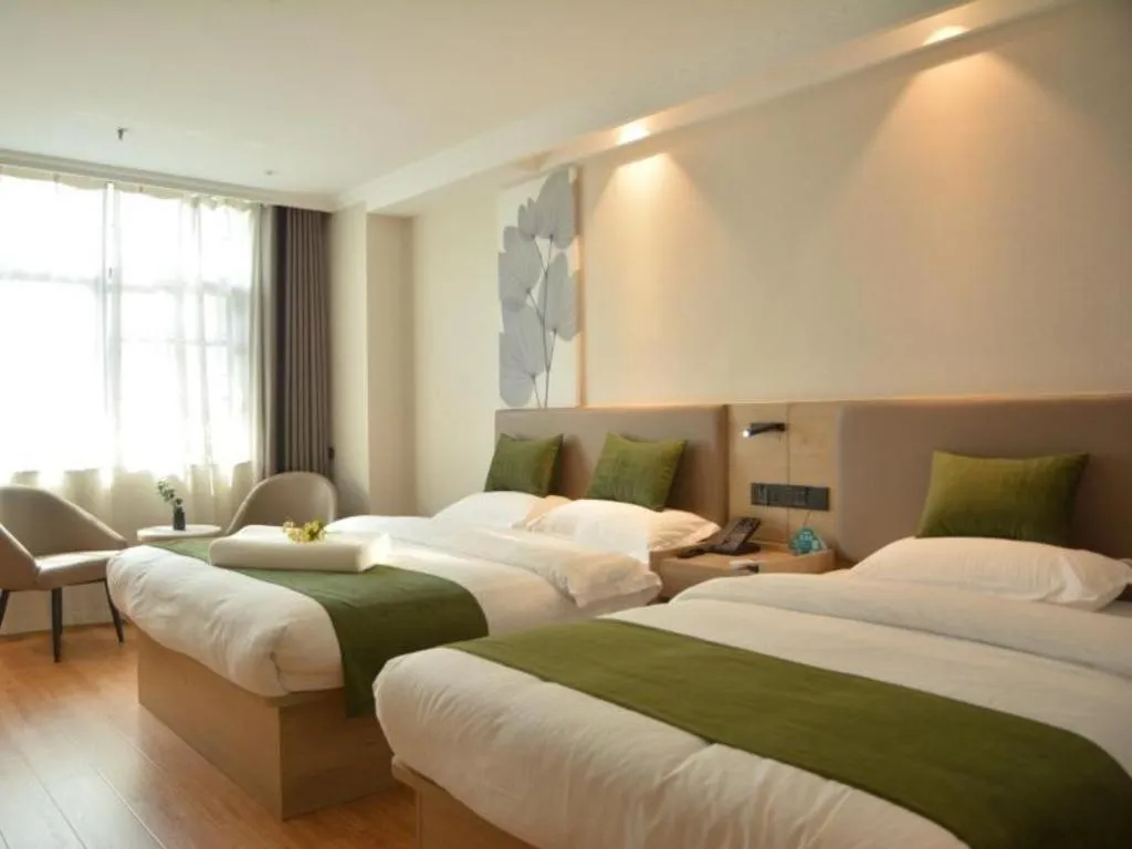 Bed in GreenTree Inn Xuzhou High Speed Railway Station Express Hotel