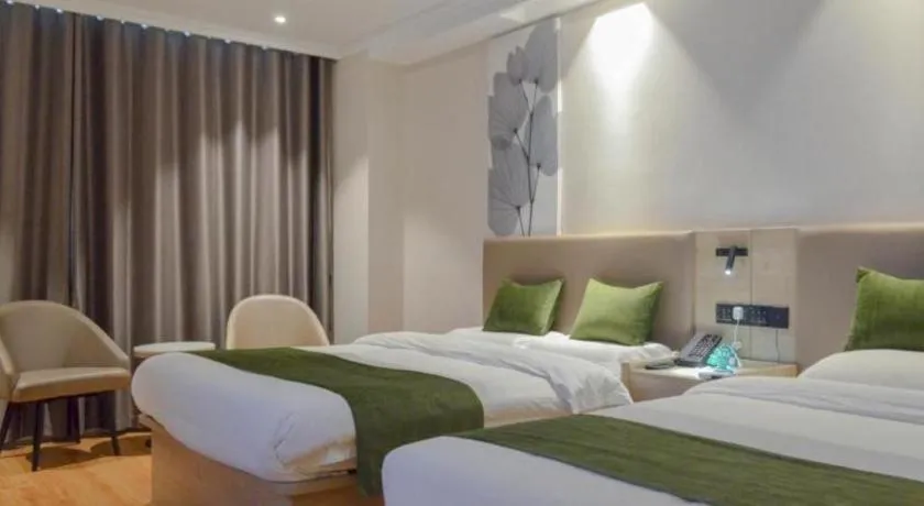 Bed in GreenTree Inn Xuzhou High Speed Railway Station Express Hotel
