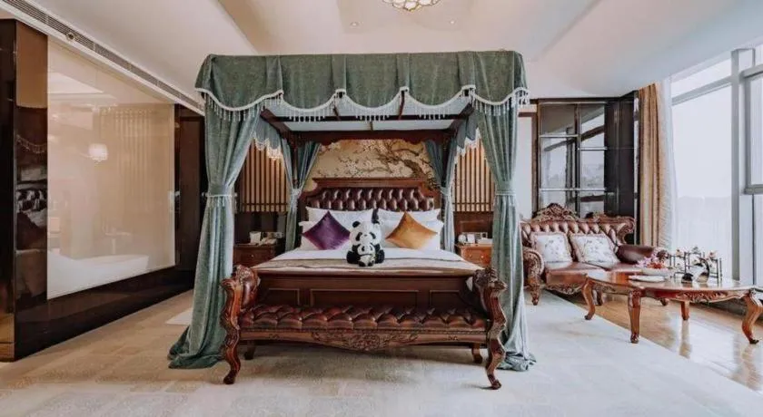 Bed in Chengdu Charming Yard Nature Nook Hotel