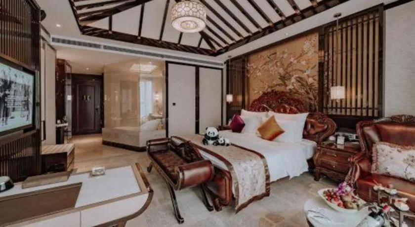 Bed in Chengdu Charming Yard Nature Nook Hotel