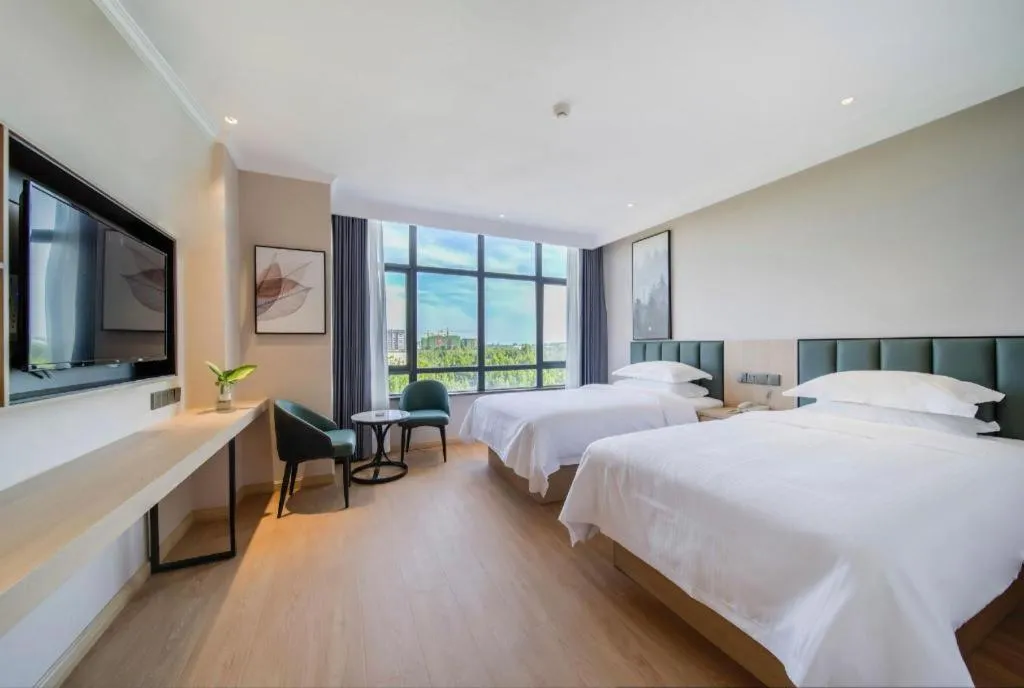 Bed in GreenTree Inn Chizhou Pingtian Lake Qingfeng Avenue Business Hotel