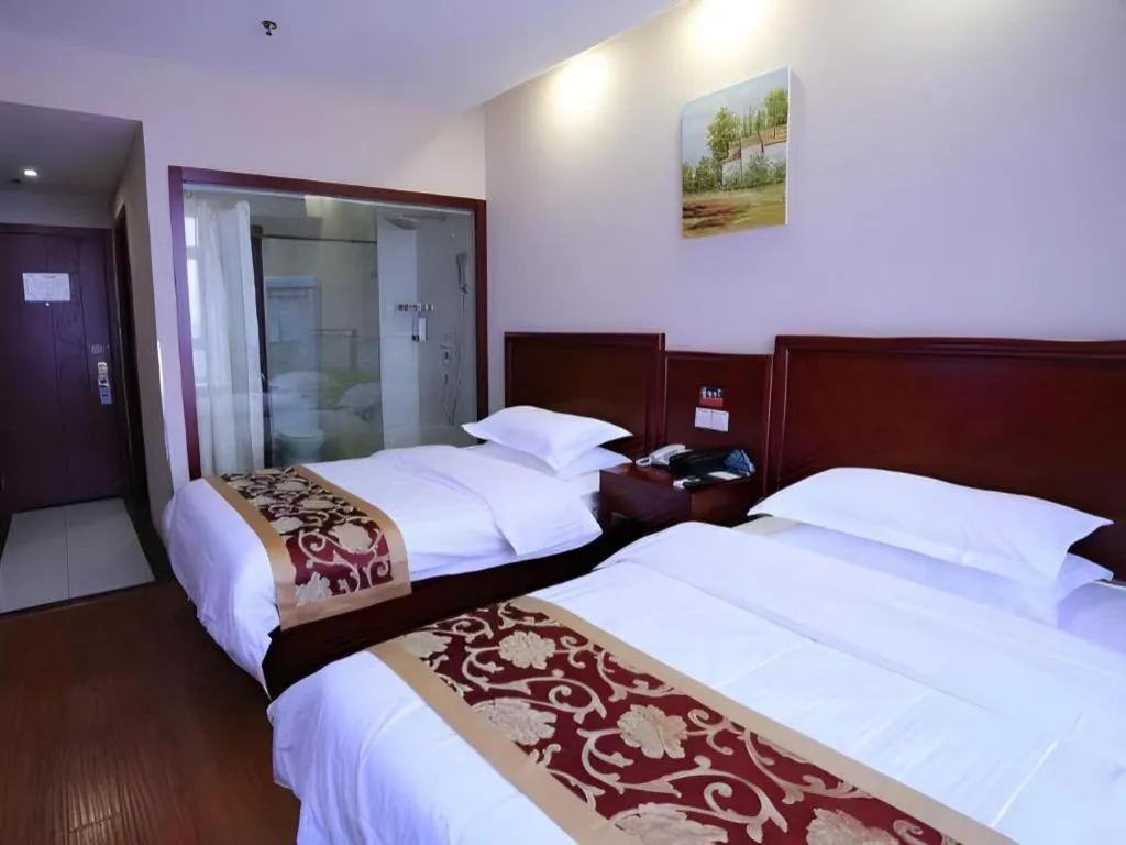 Bed in GreenTree Inn Shanghai Jiading Newtown MaLu Subway Station Business Hotel