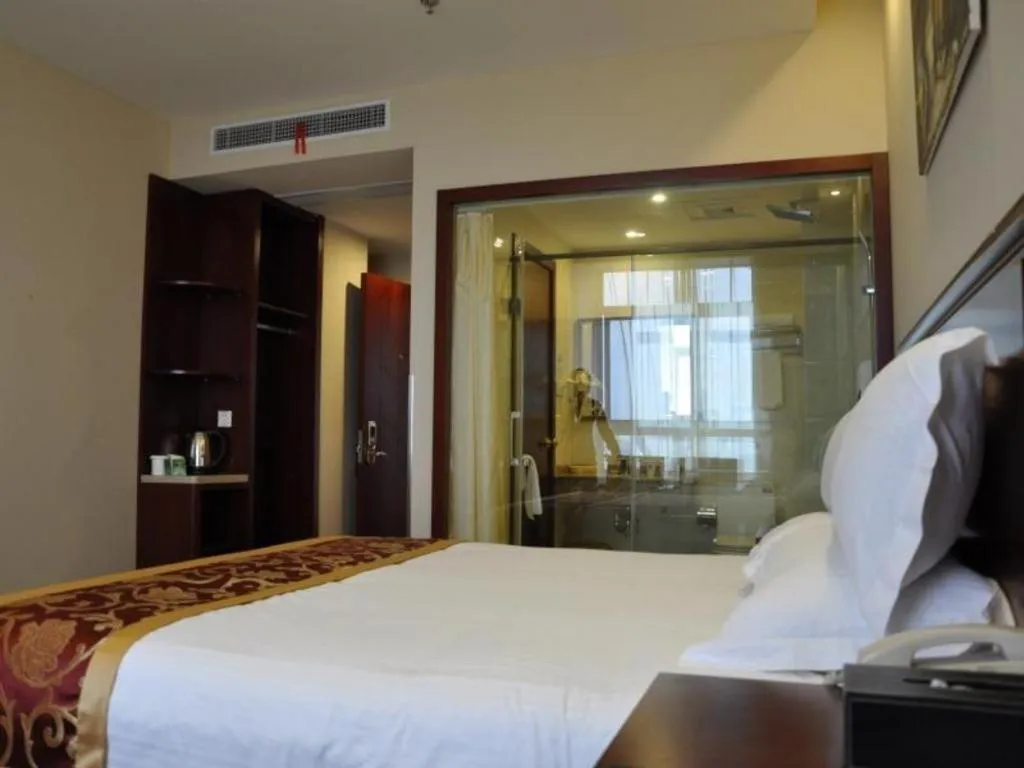 Bed in GreenTree Inn Shanghai Jiading Newtown MaLu Subway Station Business Hotel