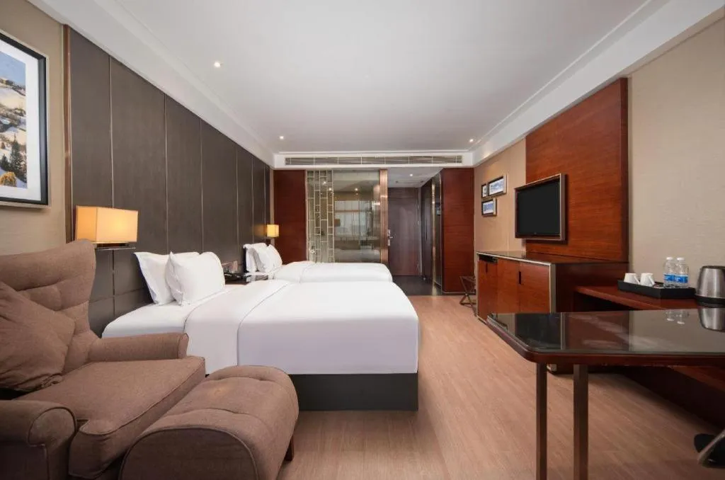 Bed in Echeng Hotel Wuhan Optics Valley Square Yangjiawan Metro Station