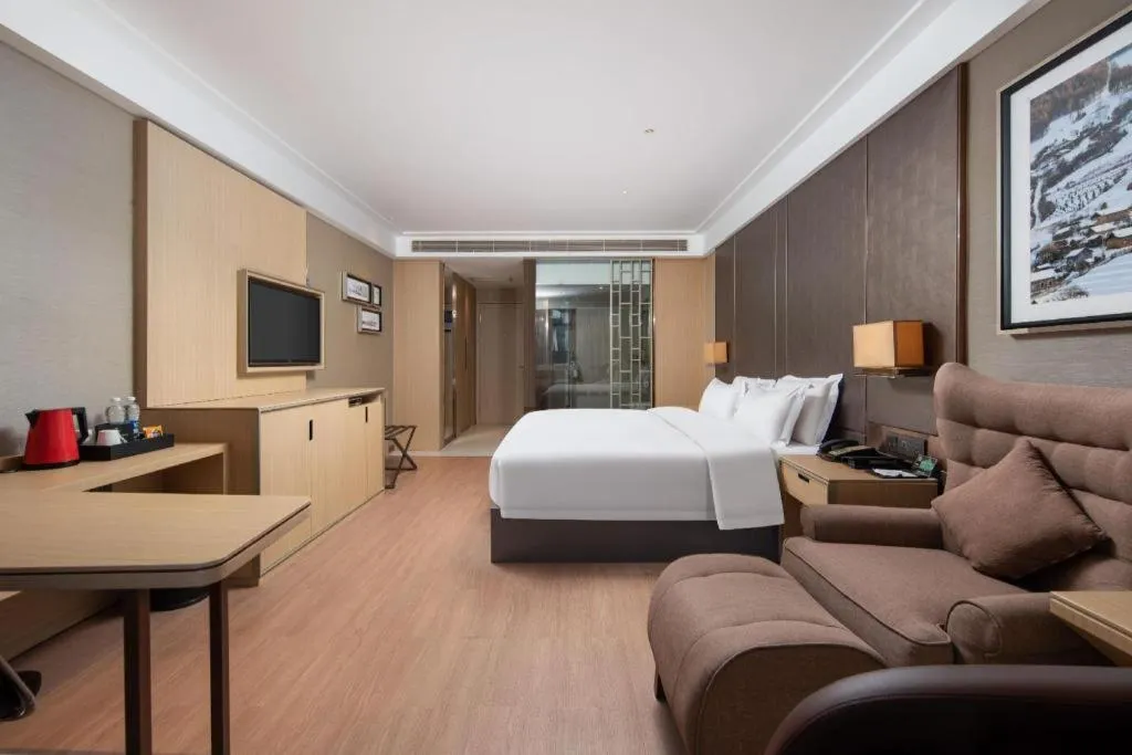 Bed in Echeng Hotel Wuhan Optics Valley Square Yangjiawan Metro Station