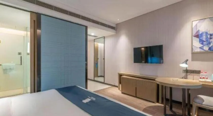 Bed in Echarm Hotel Jinan Railway Station Daming Lake