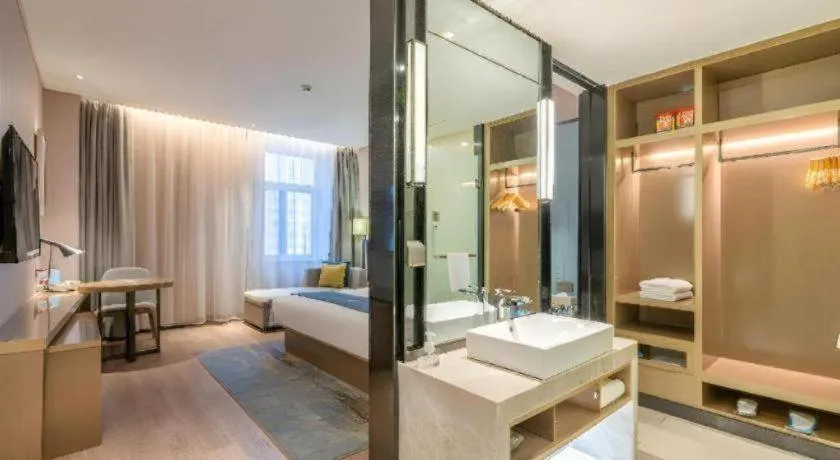 Bed in Echarm Hotel Jinan Railway Station Daming Lake