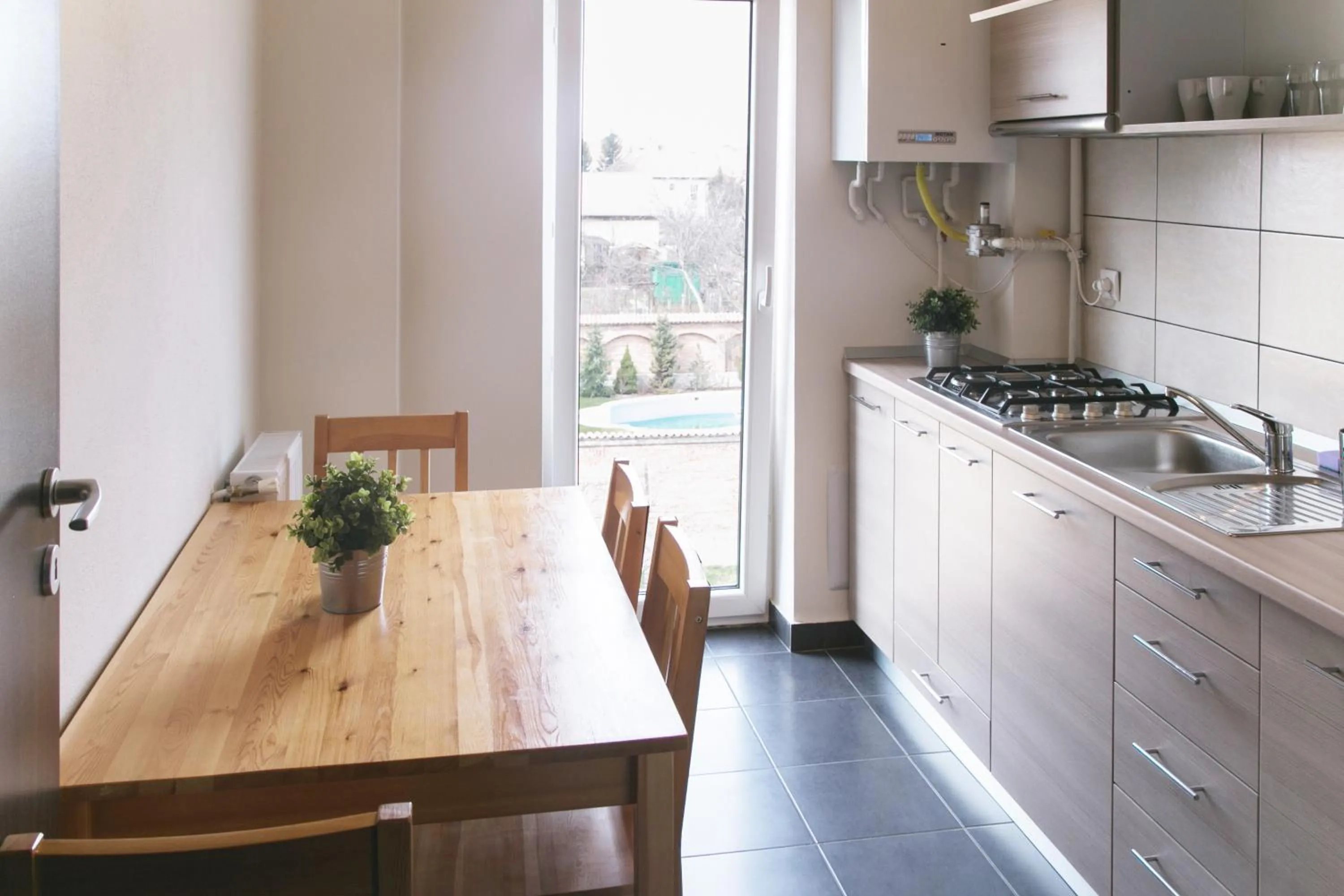 Kitchen or kitchenette in Hermann Apartments