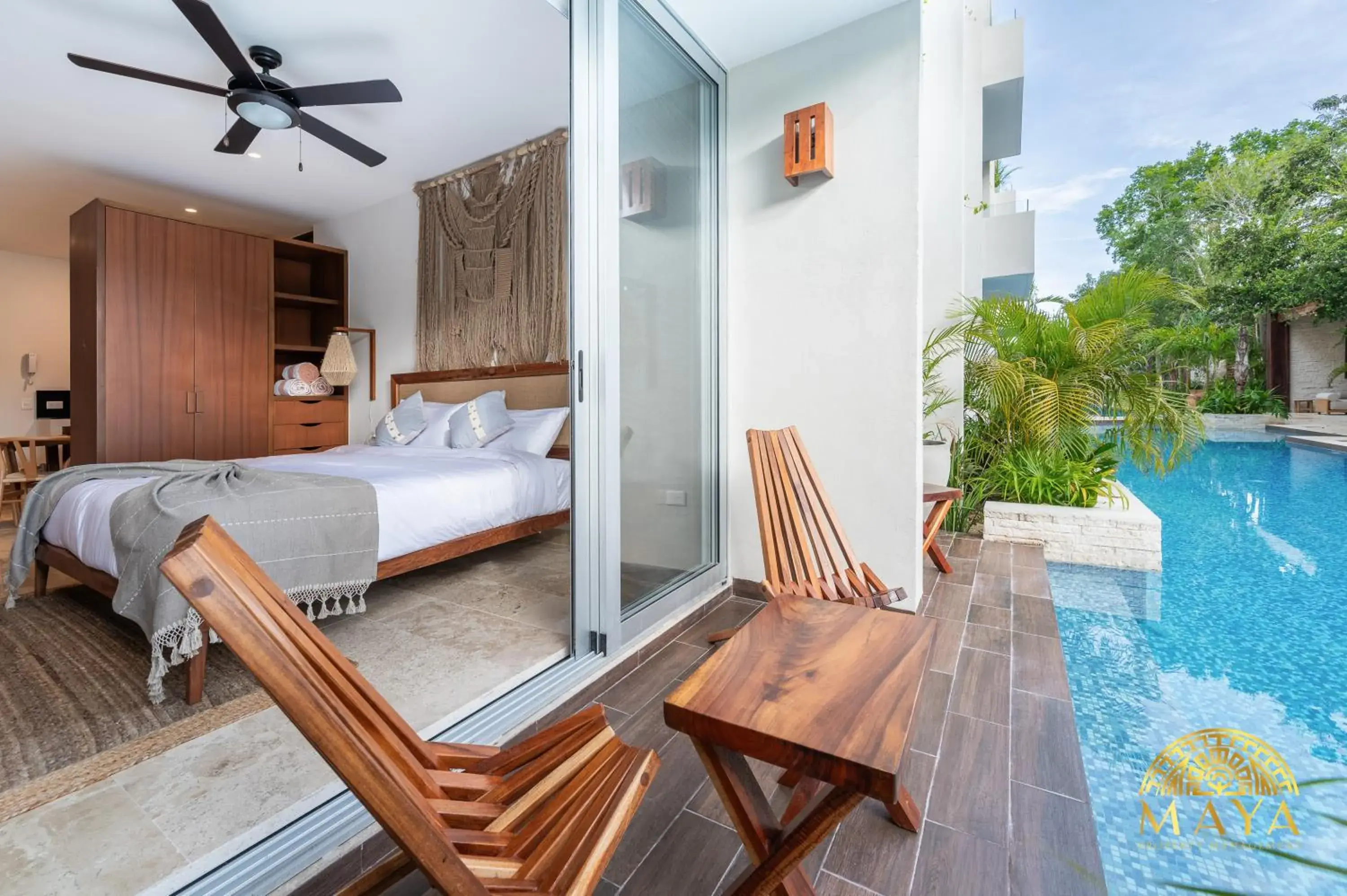 Balcony/Terrace, Bed in Nhoa Tulum Aparthotel by Maya PM Balcony/Terrace, Bed in Nhoa Tulum Aparthotel by Maya PM